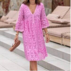 Astrid x Jilly Box Pink Lace Midi Dress
